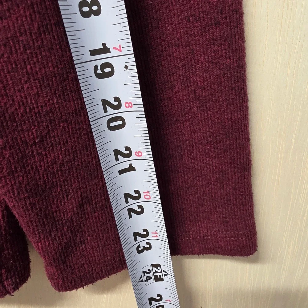 Madewell Burgundy Mock Neck Puff Sleeve Textured Knit Top XL CKP455955837
